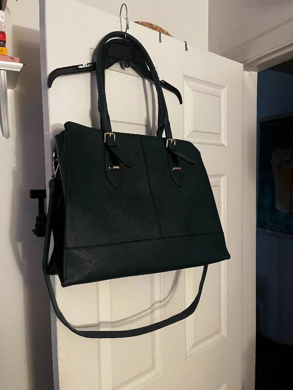 Structured Women's Satchel Tote in Dark Green